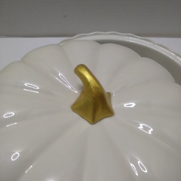 Covered Pie Dish, 11" Pumpkin Pie Ceramic Pie Holder from Over Some Chips - Picture 7 of 8